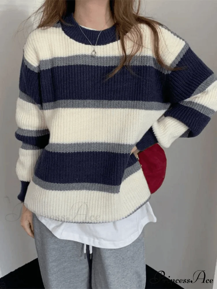 Color Block Striped Trendy Knit Crop Top - Image 5