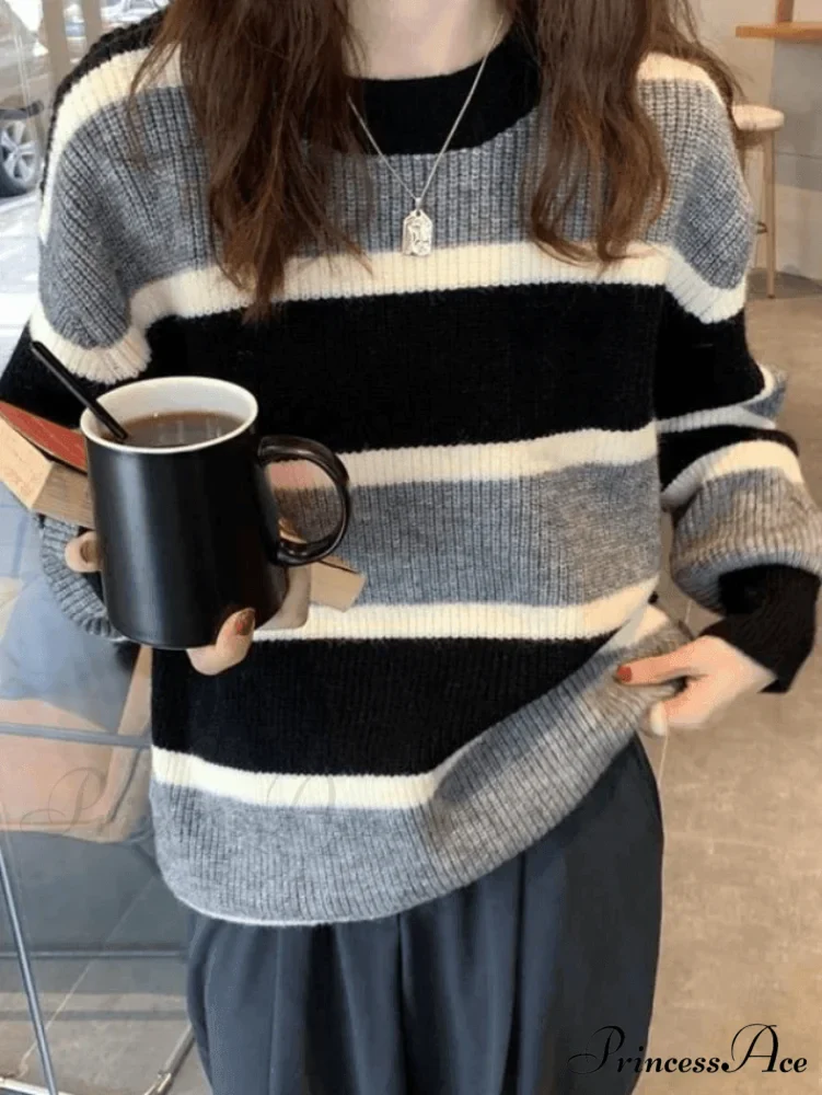Color Block Striped Trendy Knit Crop Top - Image 6