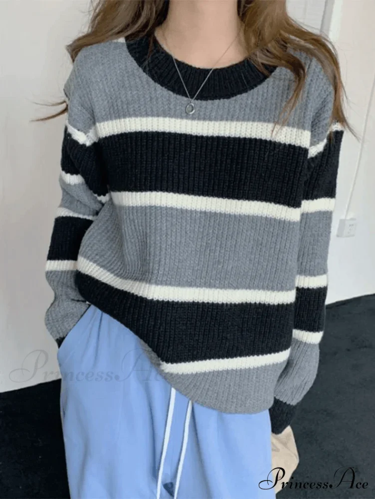 Color Block Striped Trendy Knit Crop Top - Image 7