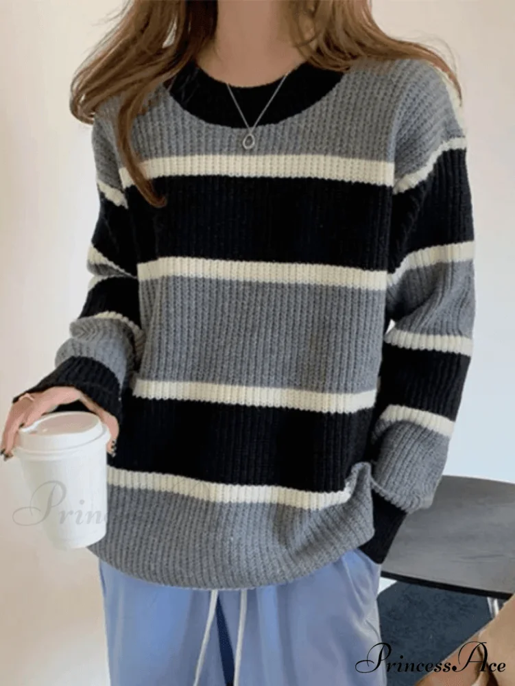 Color Block Striped Trendy Knit Crop Top - Image 9