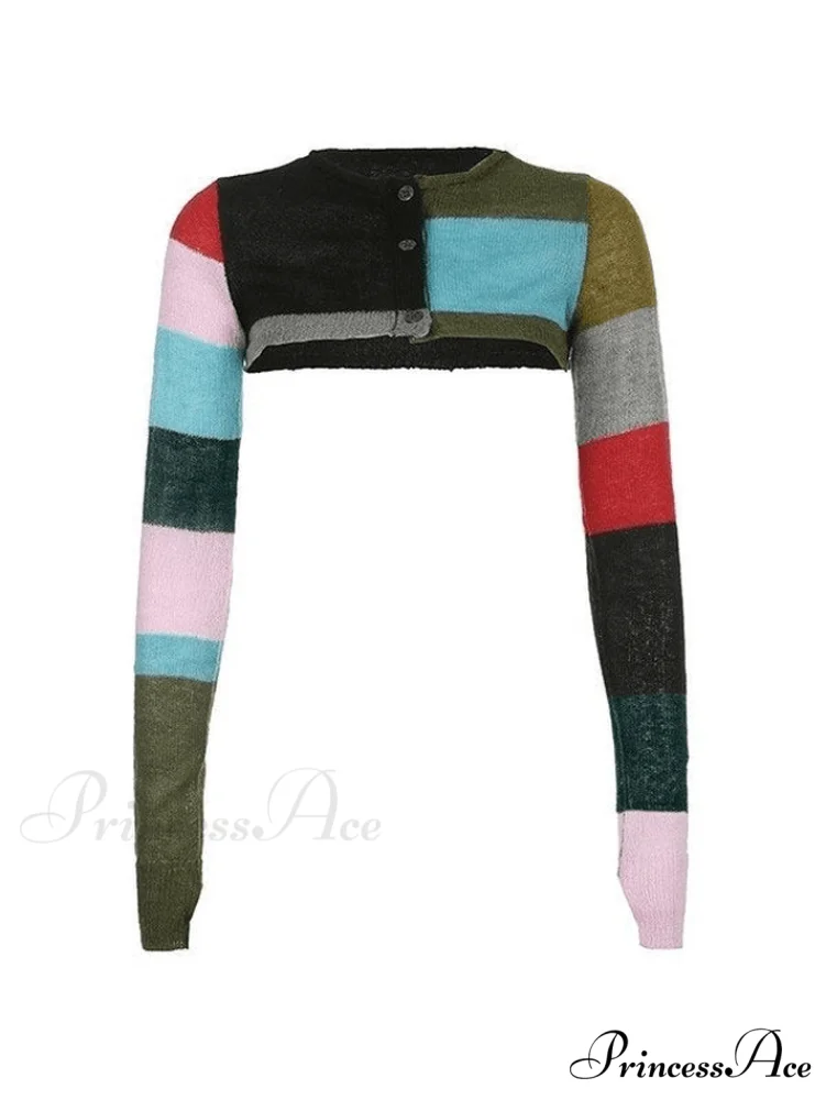Color Block Striped Trendy Knitted Crop Cami Top - Image 5