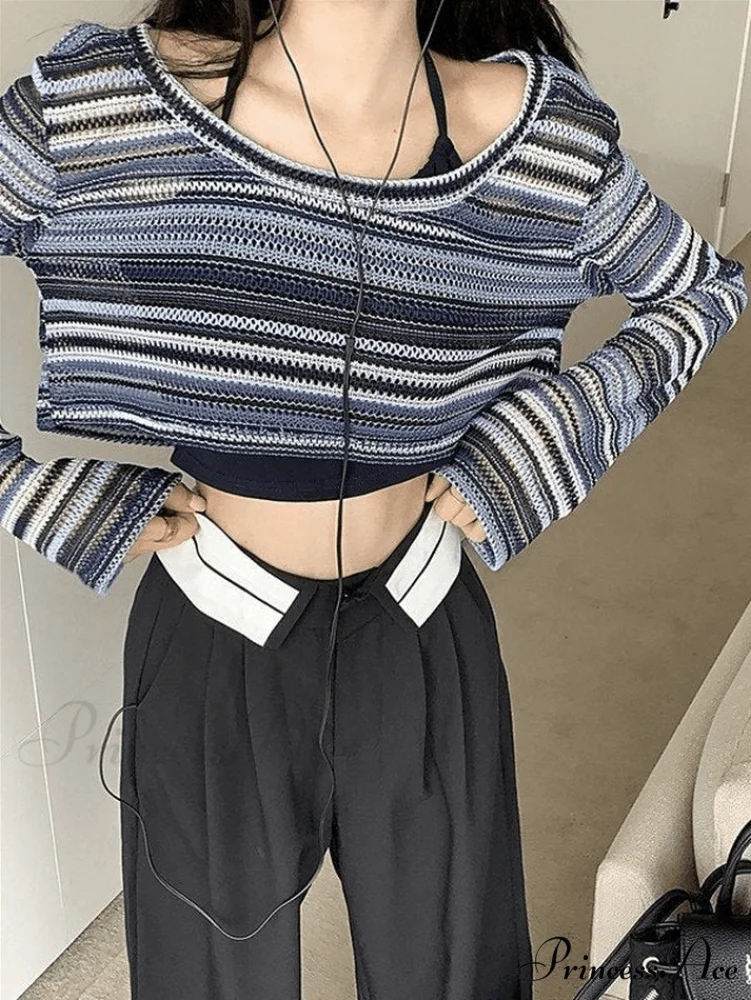Contrast Stitch Ribbed Trendy Cropped Tank Top - Image 3