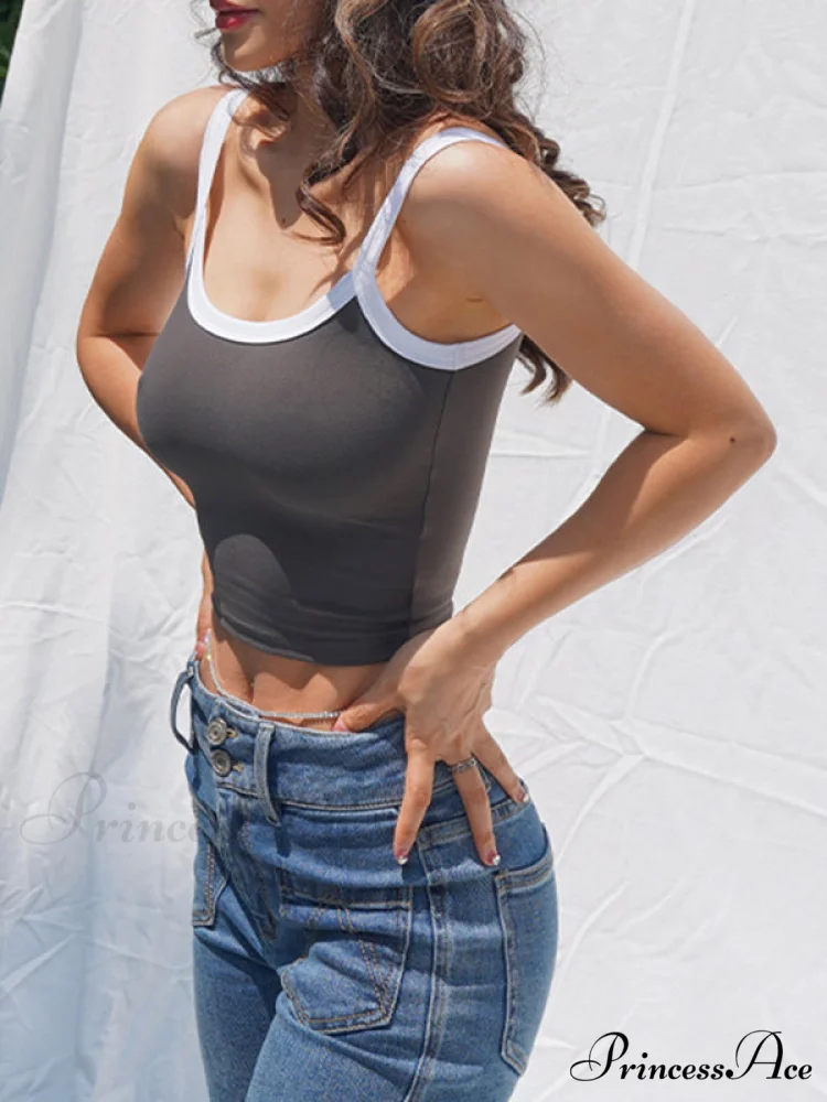 Contrast Trim Rib-Knit Trendy Crop Cami Top - Image 39