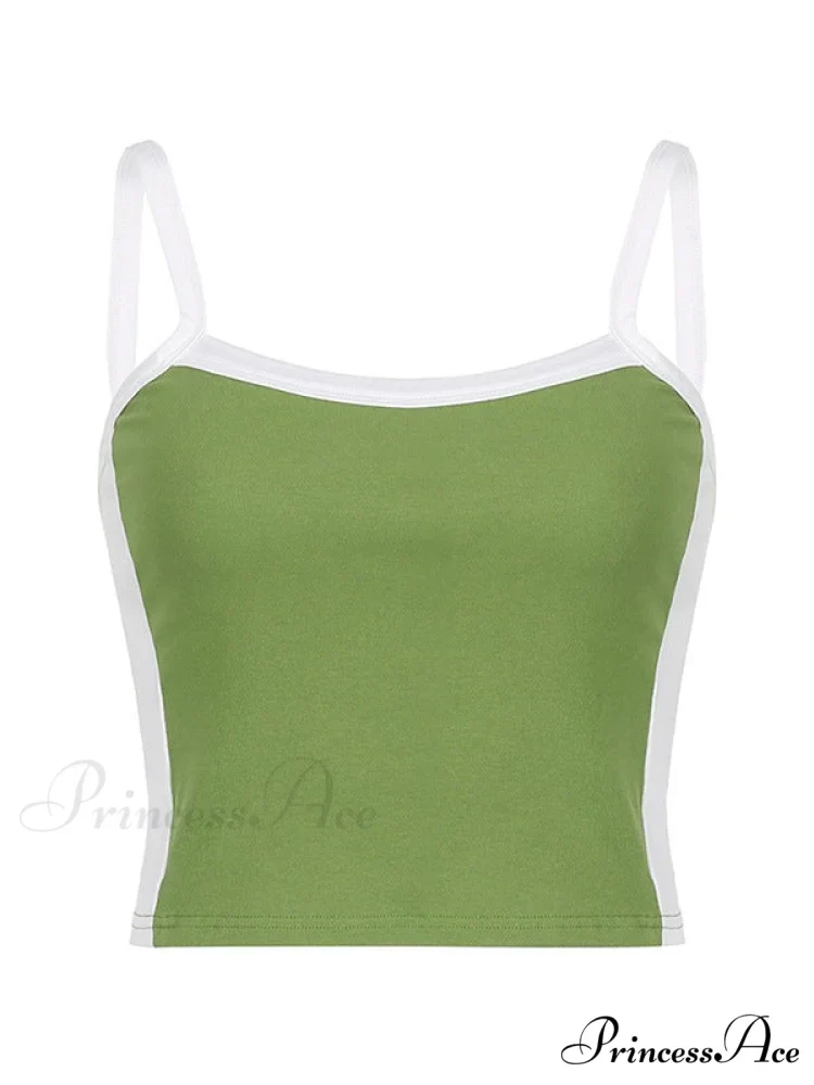 Contrast Trim Rib-Knit Trendy Crop Cami Top - Image 4