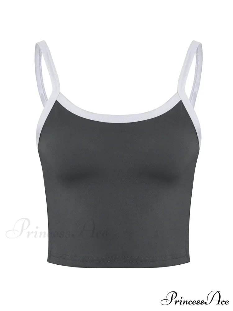Contrast Trim Rib-Knit Trendy Crop Cami Top - Image 42