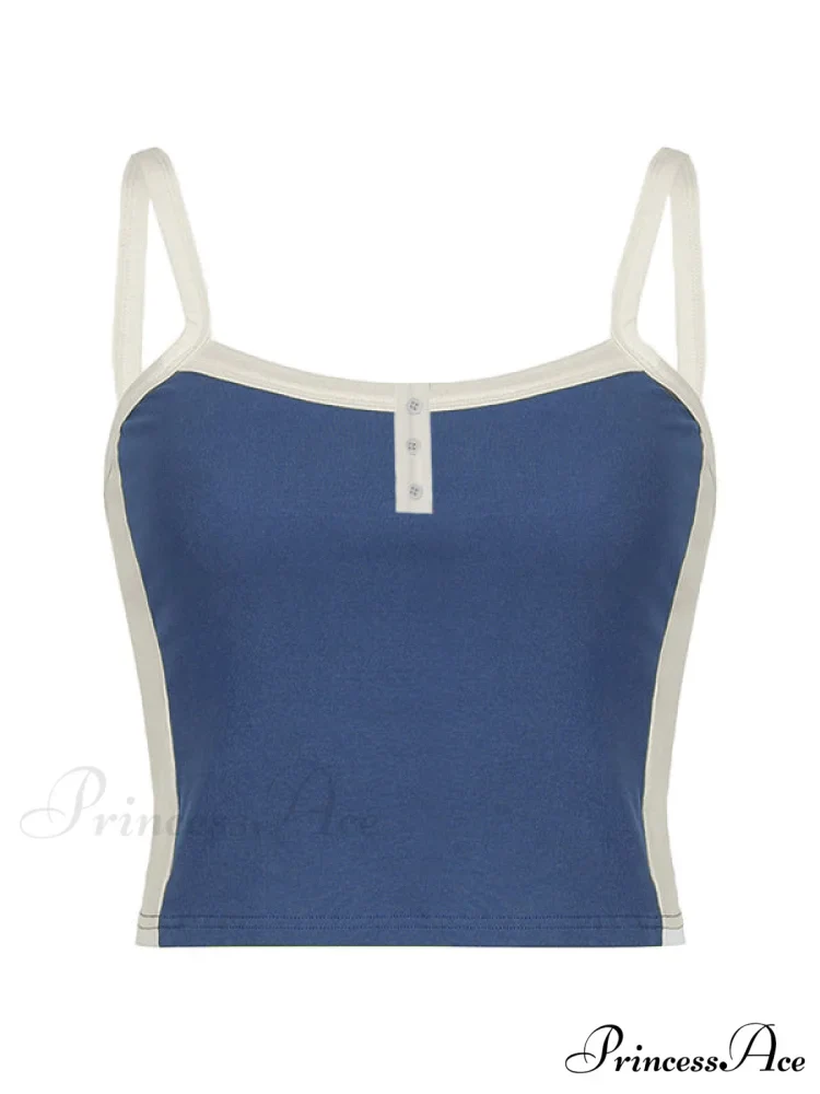 Contrast Trim Rib-Knit Trendy Crop Cami Top - Image 50