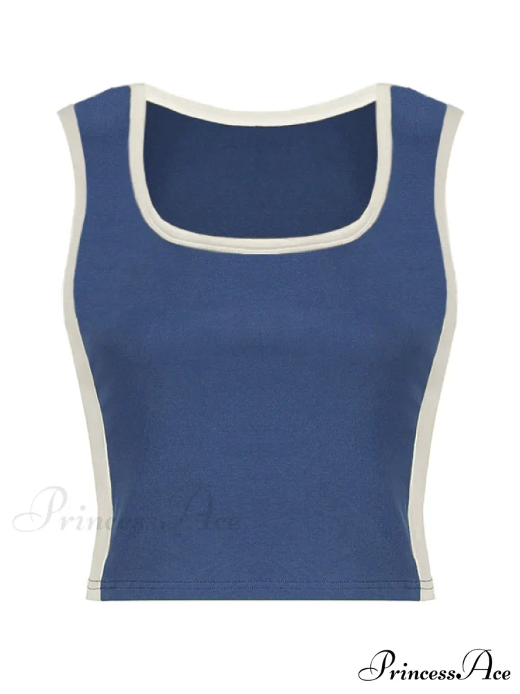 Contrast Trim Rib-Knit Trendy Crop Cami Top - Image 54