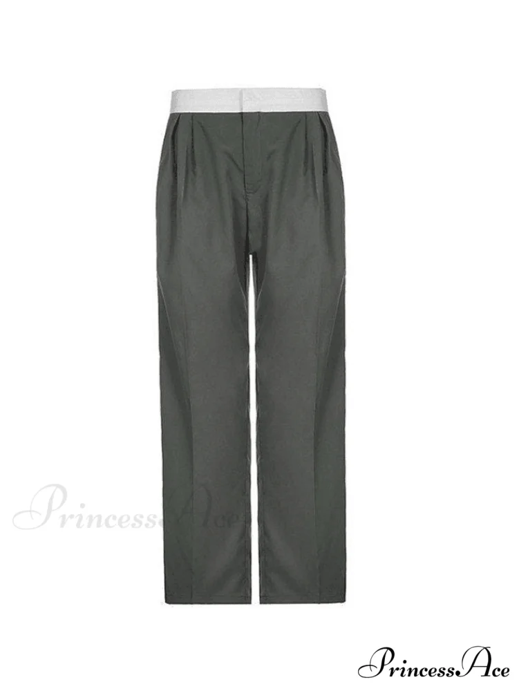 Contrast Waist Graceful Pleated Tailored Pants - Image 3
