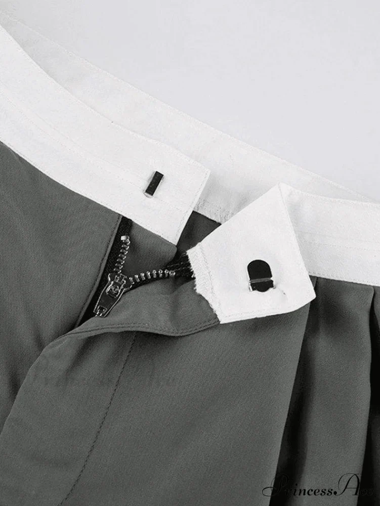 Contrast Waist Graceful Pleated Tailored Pants - Image 4