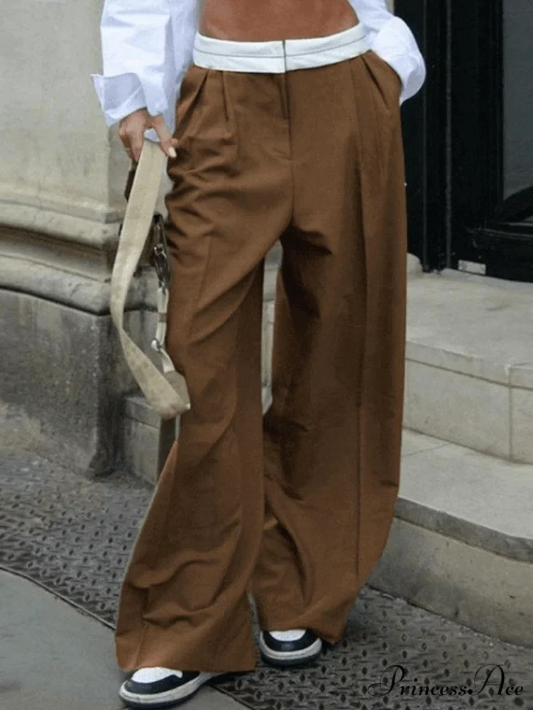 Contrast Waist Graceful Pleated Tailored Pants - Image 6