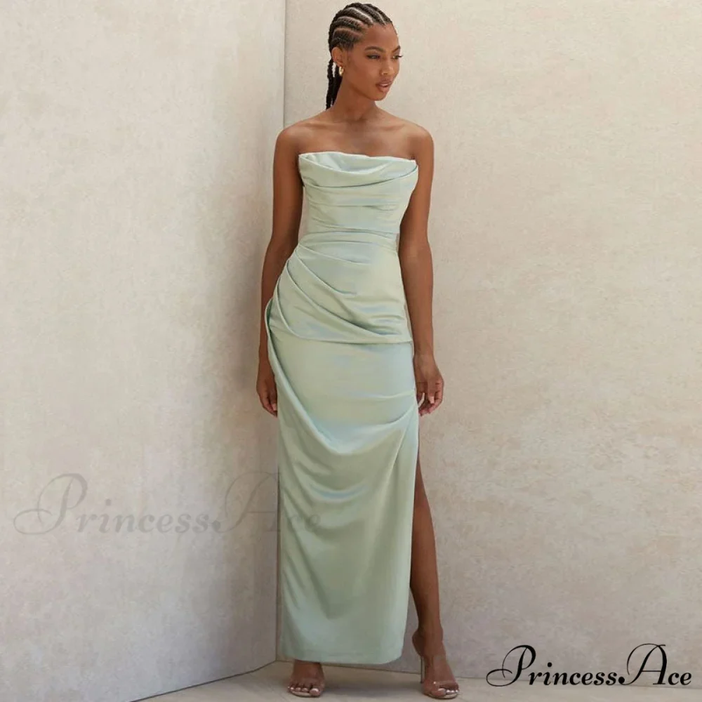 Cowl Neck Strapless Slit Modern Maxi Evening Dress - Black - Image 2