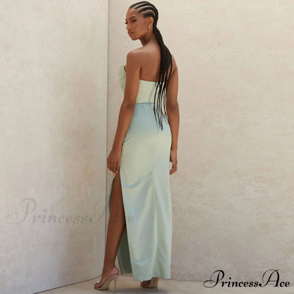 Cowl Neck Strapless Slit Modern Maxi Evening Dress - Black - Image 3