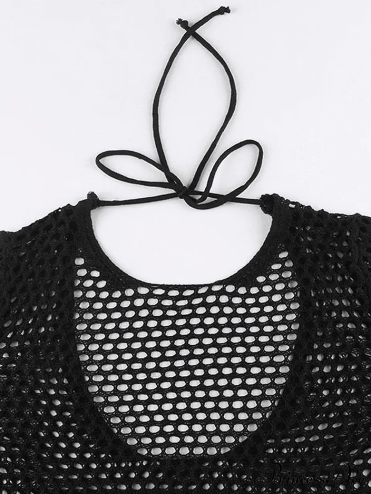 Crochet Hollow Backless Trendy Long Sleeve Mini Dress - Image 7