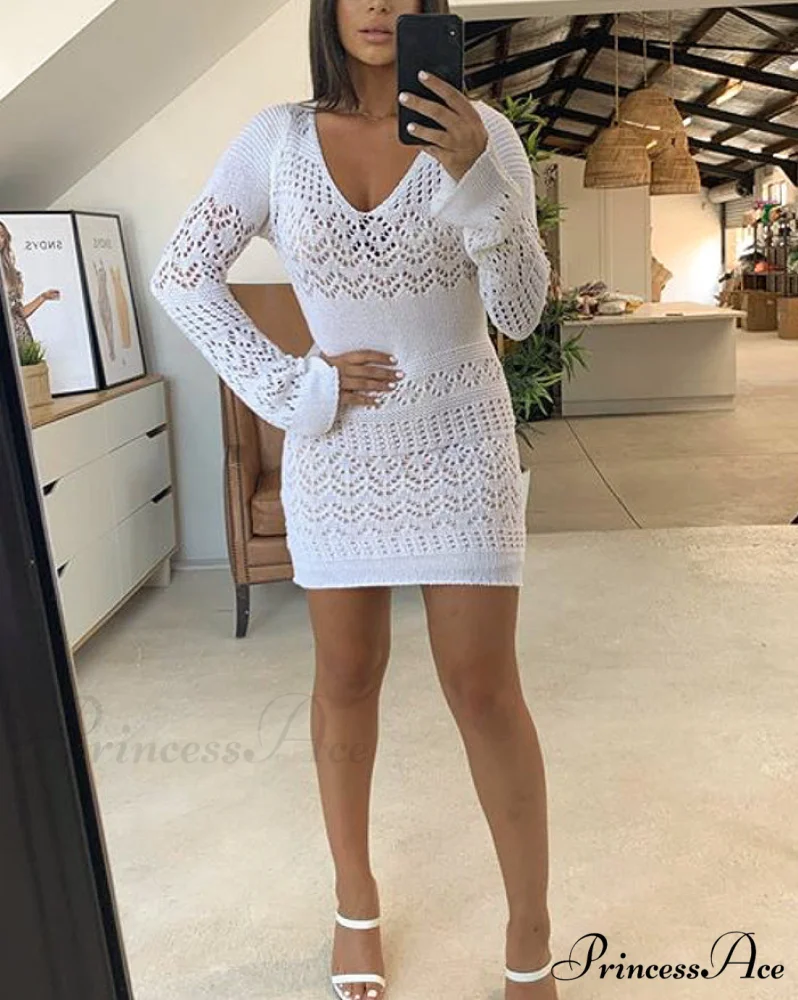 Crochet Hollow Graceful Out Midi Dress - Image 5