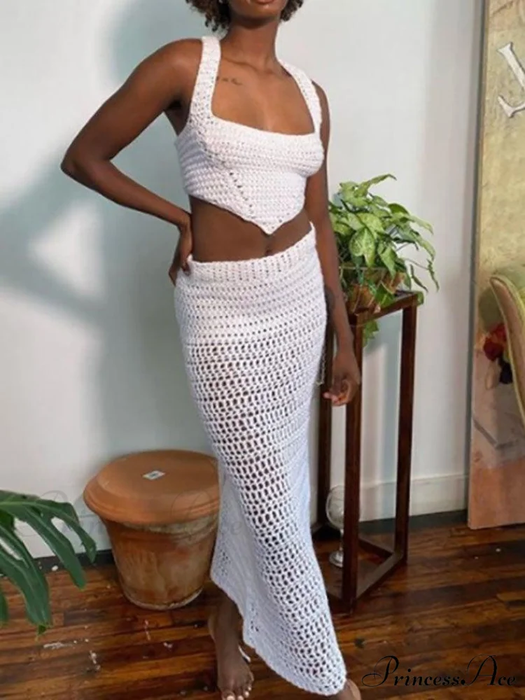 Crochet Knit Granny Square Patterns Classic Slip Mini Dress - Burgundy - Image 9