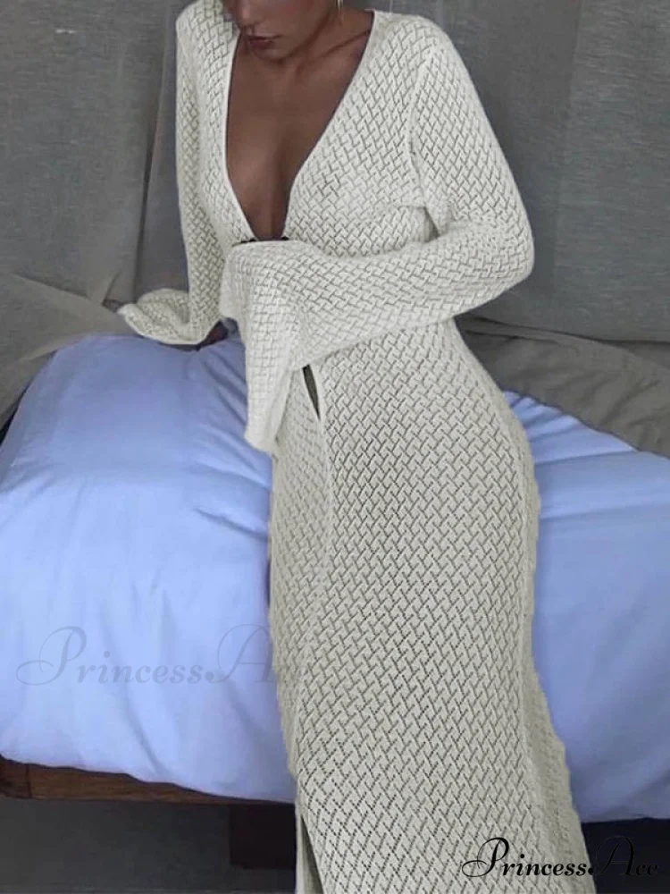 Crochet Lace Graceful Long Sleeve Blouse - Image 2