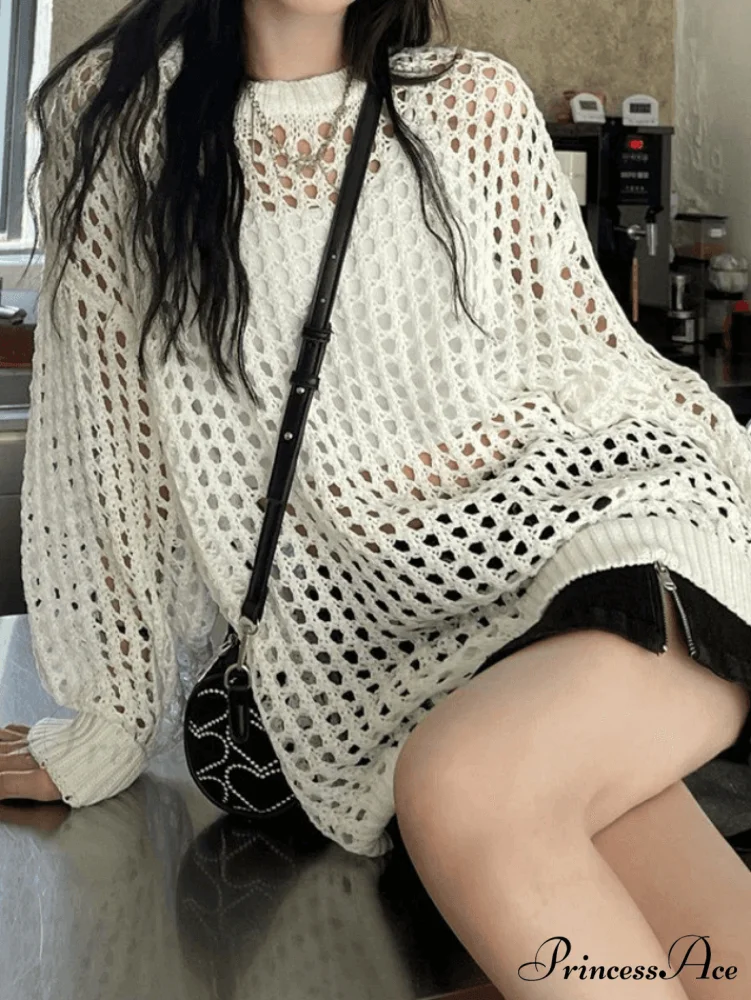 Crochet Long Sleeve Trendy Maxi Beach Dress - Image 6