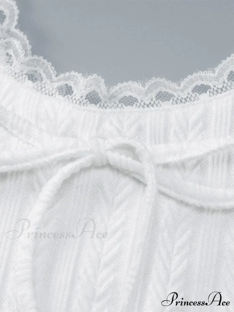 Cropped Lace Trim Trendy Rib Cami Top - Image 6