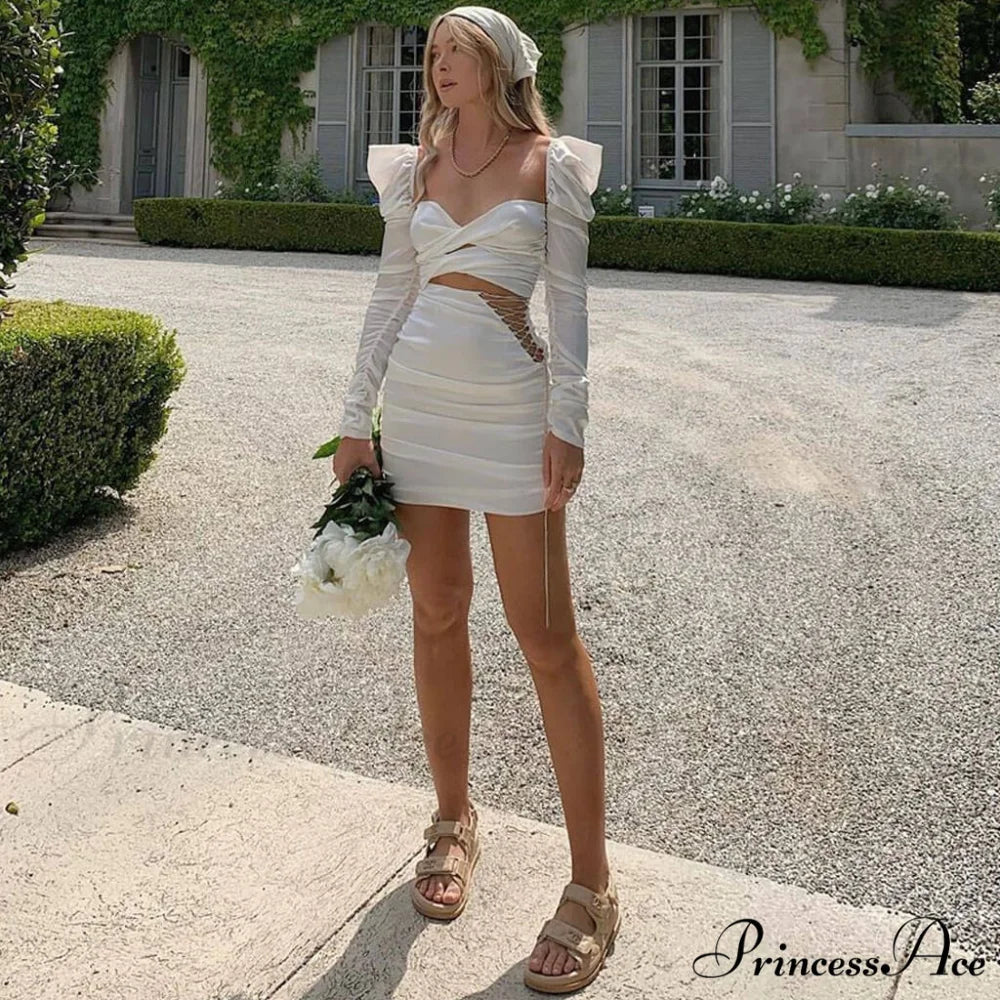 Cut Out Graceful Puff Sleeve Dress - Image 2