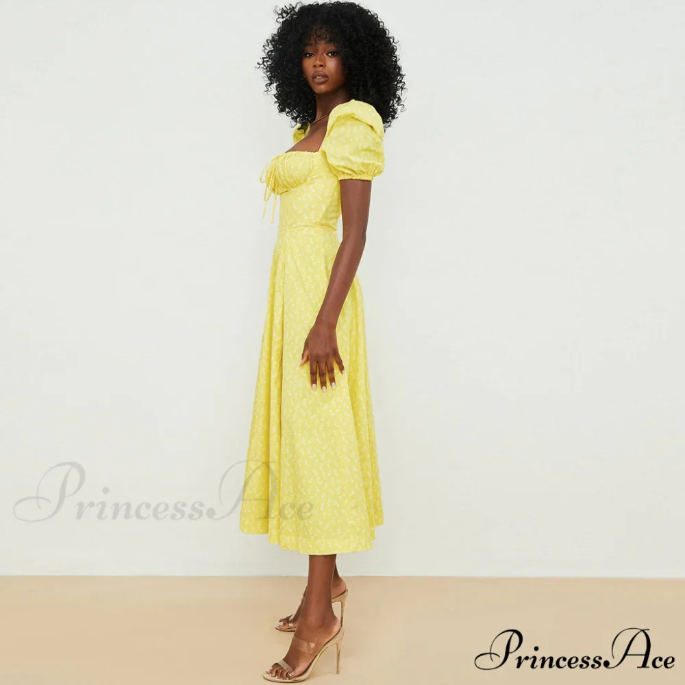 Daisy Printed Floss Strap Tied Classic Bustier Slip Maxi Dress - Image 2