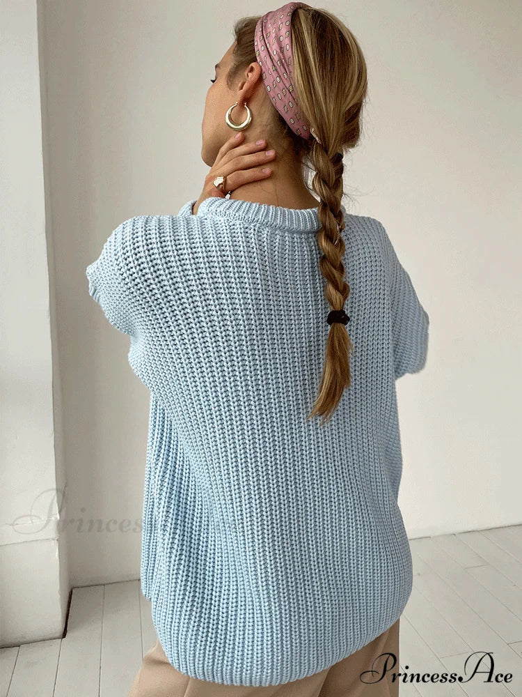 Knitted Solid Graceful Pocket Sweater Cardigan - Image 10