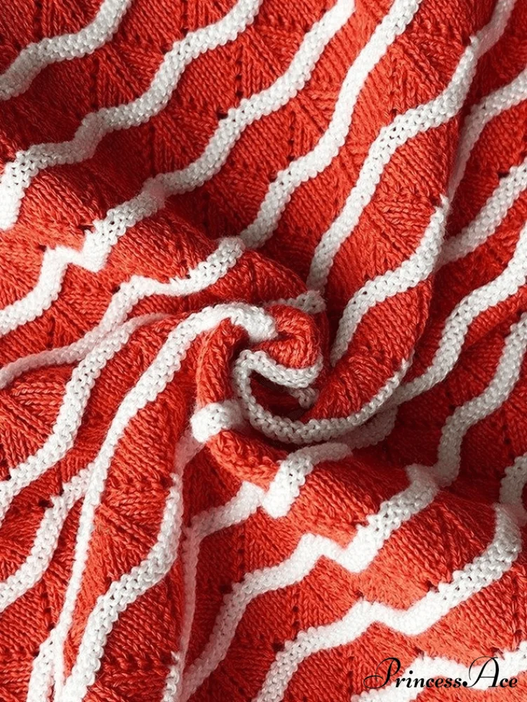 Knitted Stripe Long Trendy Sleeve Maxi Dress - Image 11