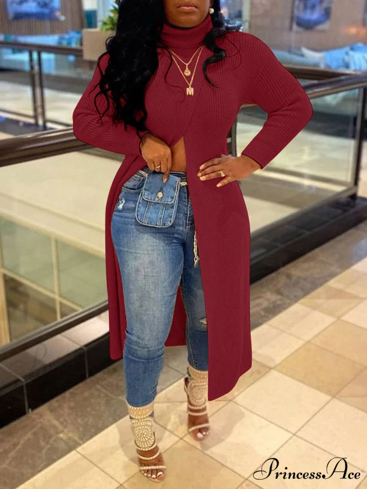 Knitted Tassels Graceful Ripped Long Cardigan - Image 11
