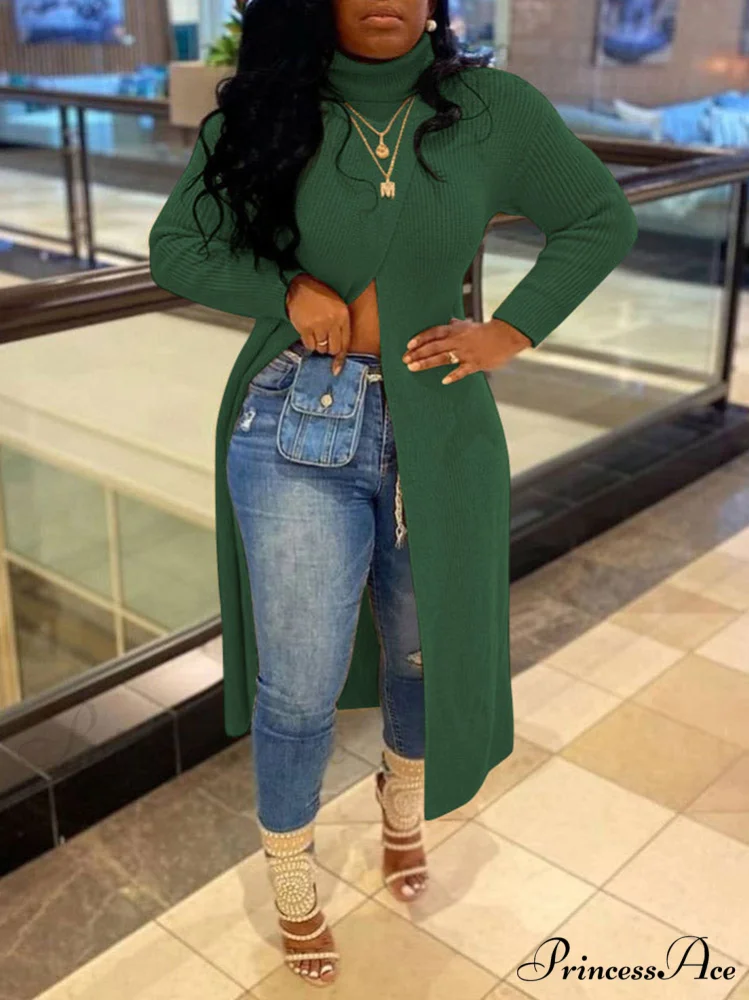 Knitted Tassels Graceful Ripped Long Cardigan - Image 17