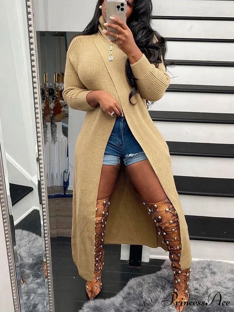 Knitted Tassels Graceful Ripped Long Cardigan - Image 5