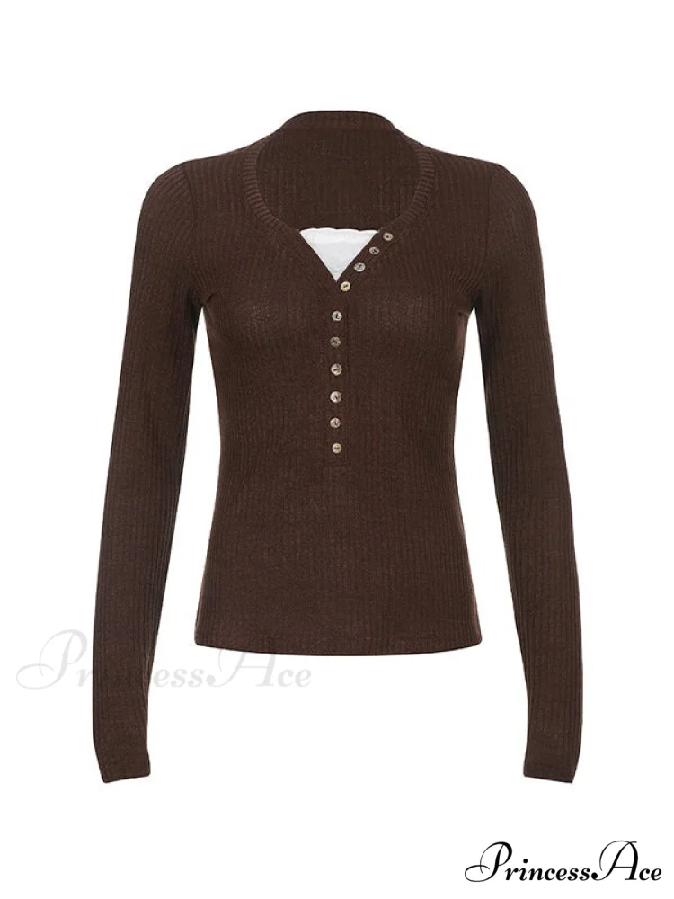 Lace Paneled Graceful Brown Tank Top - Image 4