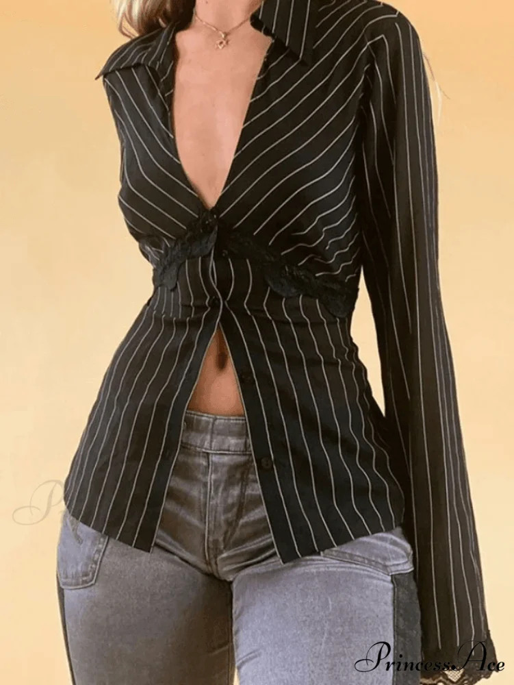 Lace Paneled Long Trendy Sleeve Crop Top - Image 2