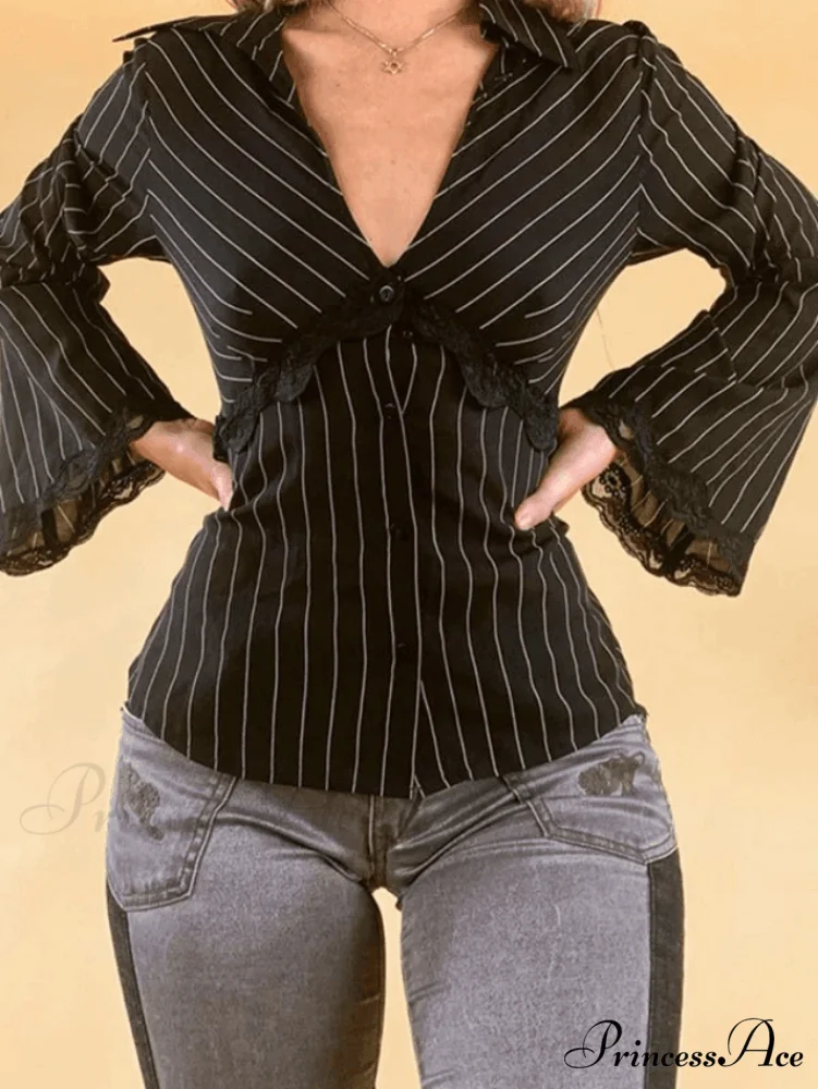Lace Paneled Long Trendy Sleeve Crop Top - Image 3