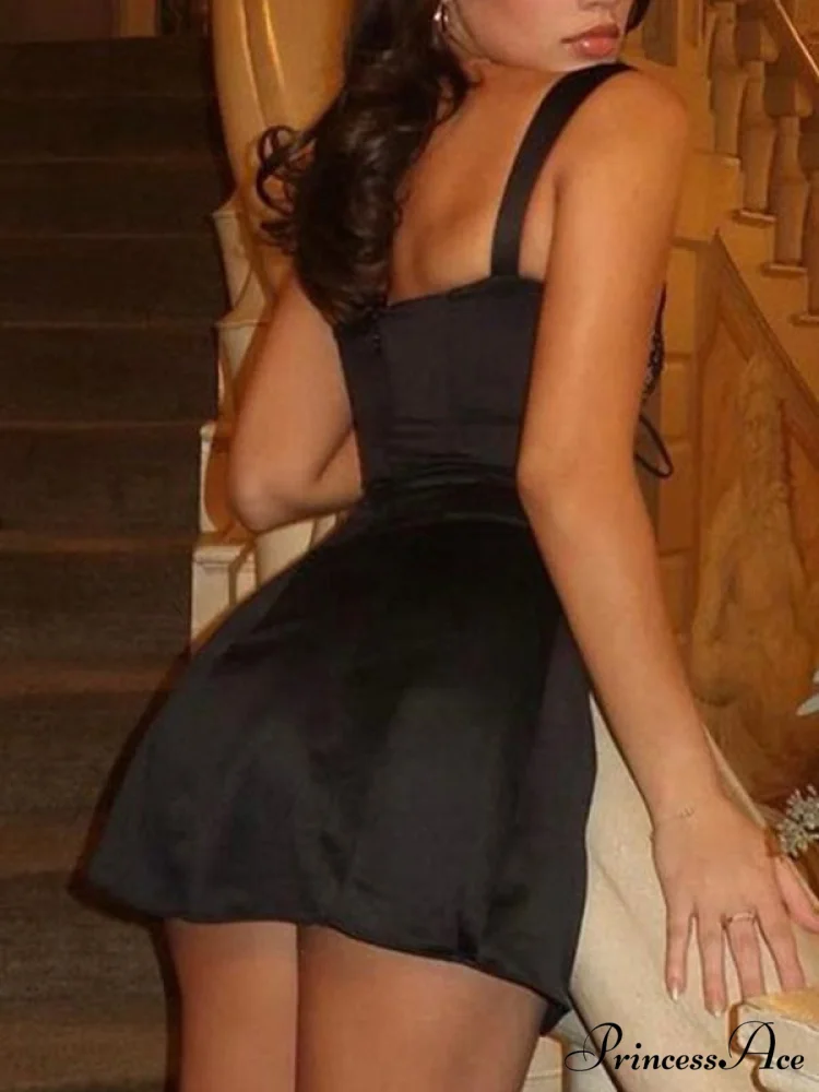 Lace Paneled Graceful Sleeveless Mini Dress - Image 6