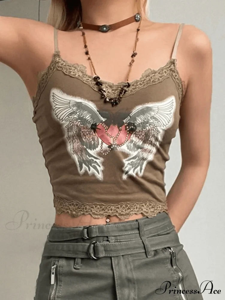 Lace Paneled White Trendy Crop Cami Top - Image 2