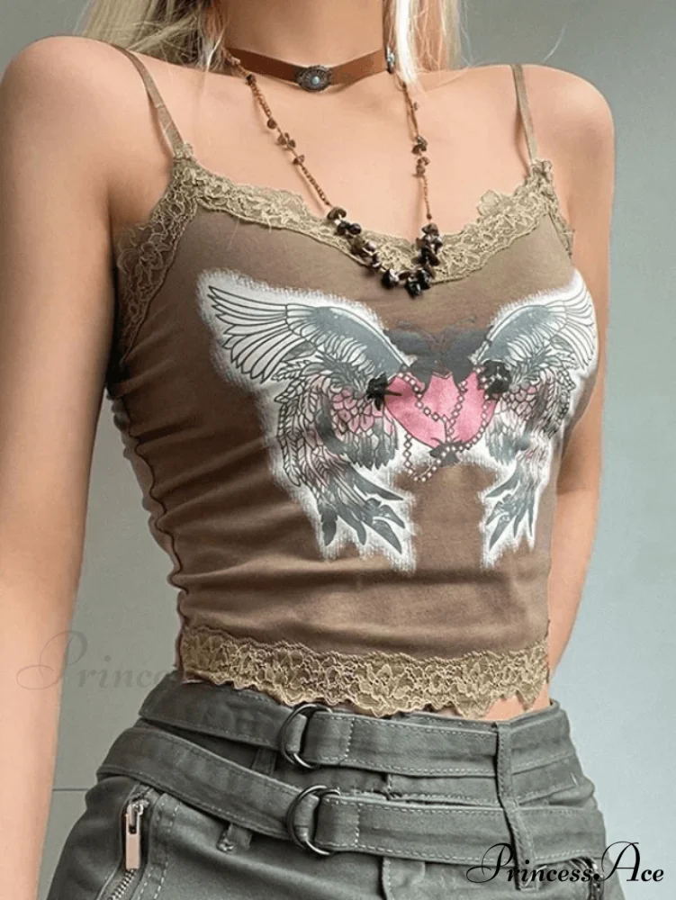 Lace Paneled White Trendy Crop Cami Top - Image 3