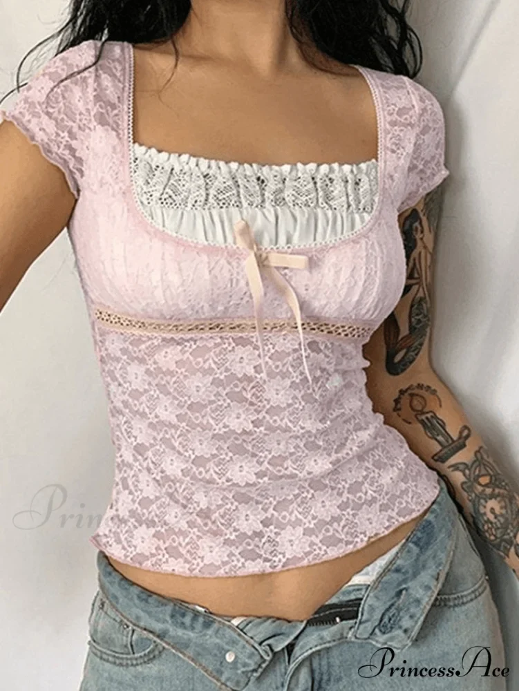 Lace Patchwork Graceful Butterfly Print Dress - Image 11