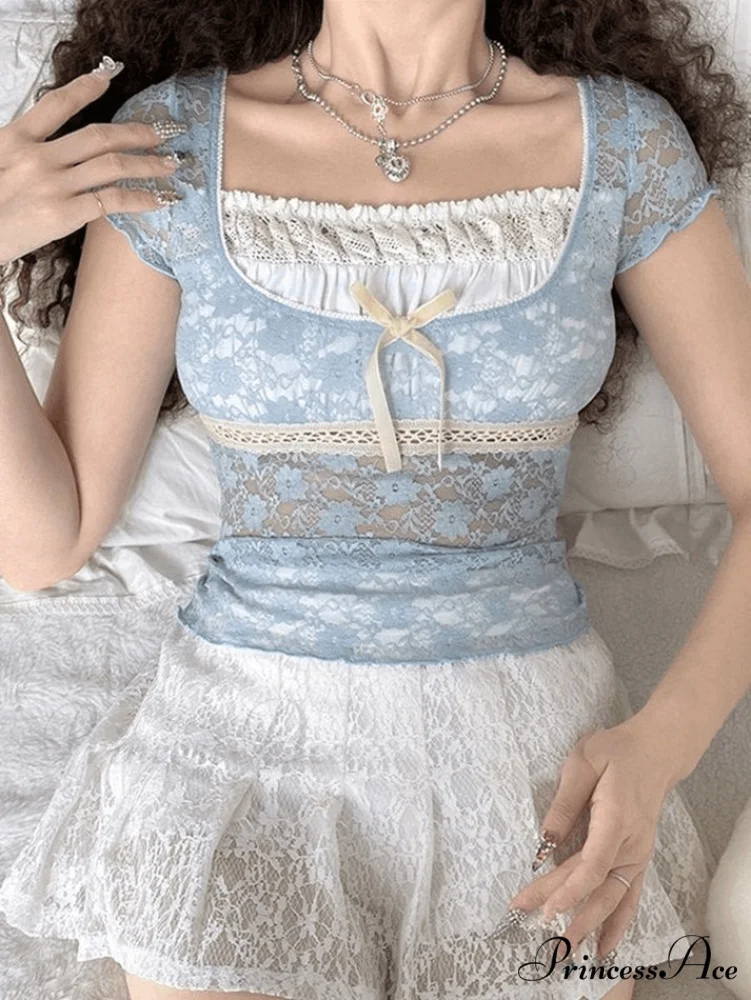 Lace Patchwork Graceful Butterfly Print Dress - Image 2