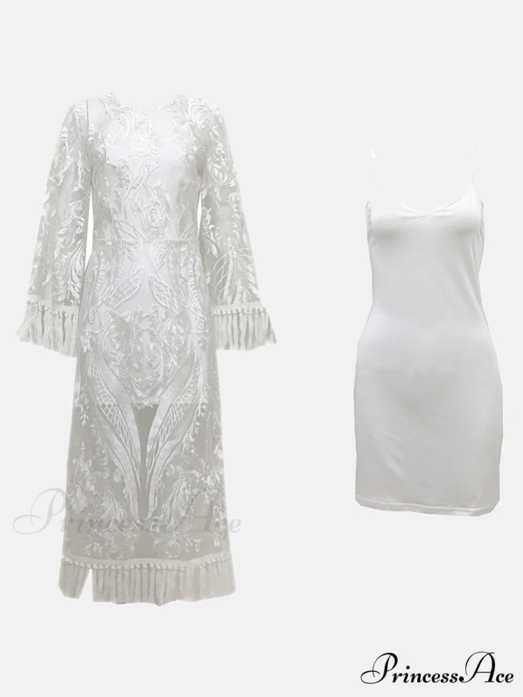 Lace Spaghetti Graceful Strap Irregular Dress - Image 8
