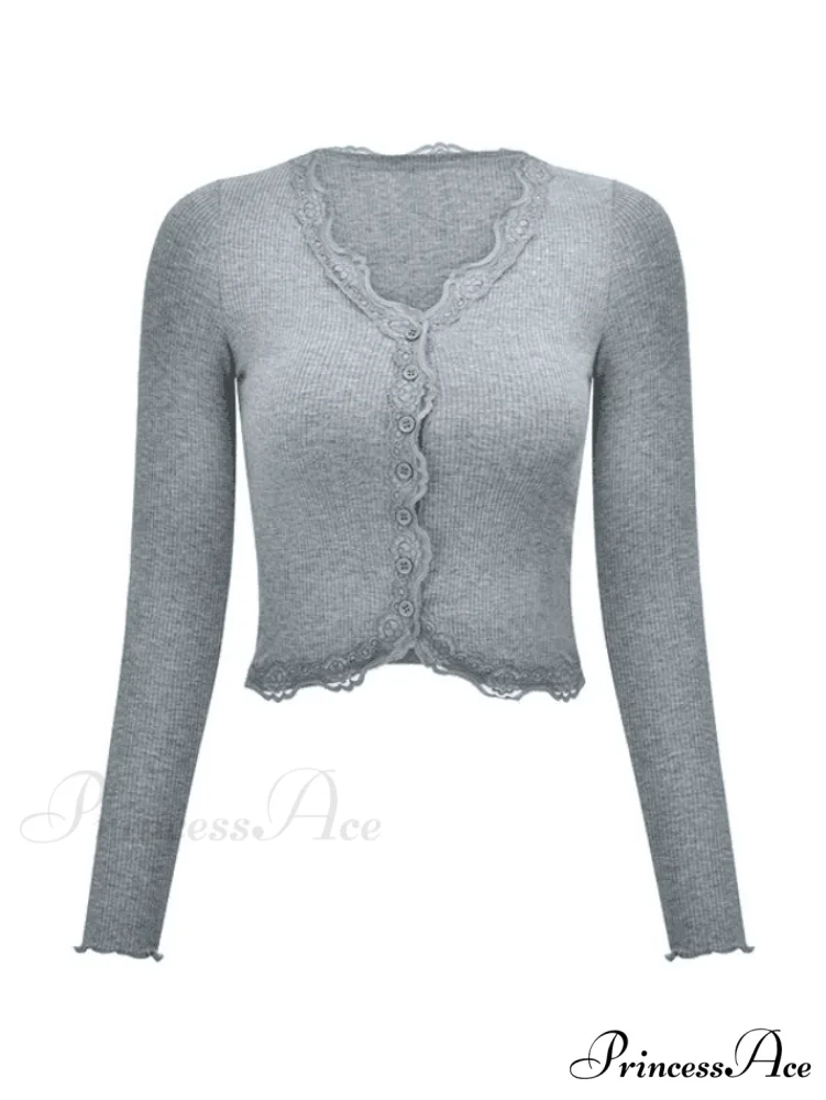 Lace Trim Button Trendy Front Crop Cami Top - Image 5