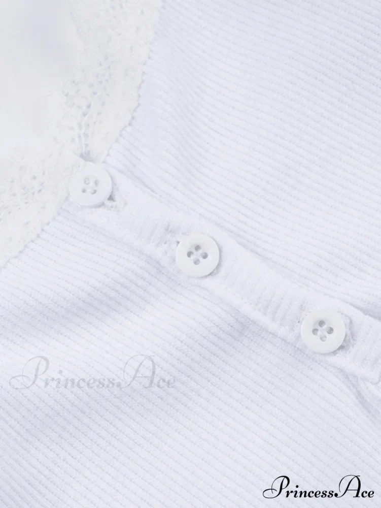 Lace Trim Button Trendy Up Cami Top - Image 5