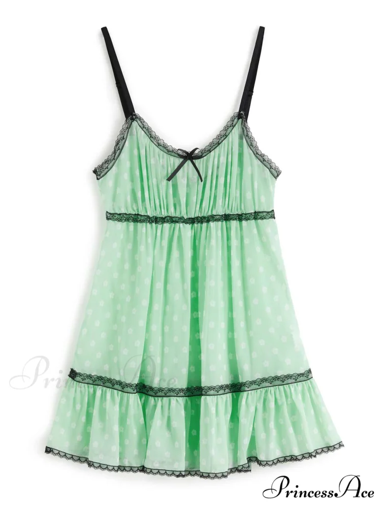Lace Trim Graceful Floral Mini Dress - Image 3