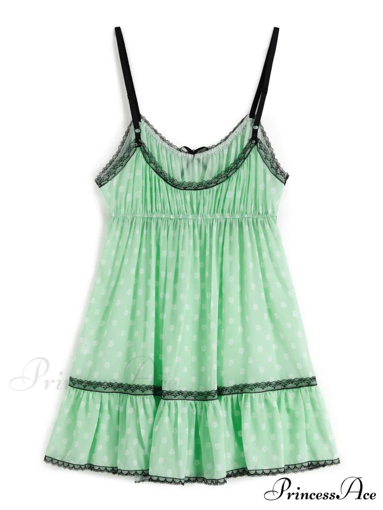 Lace Trim Graceful Floral Mini Dress - Image 4