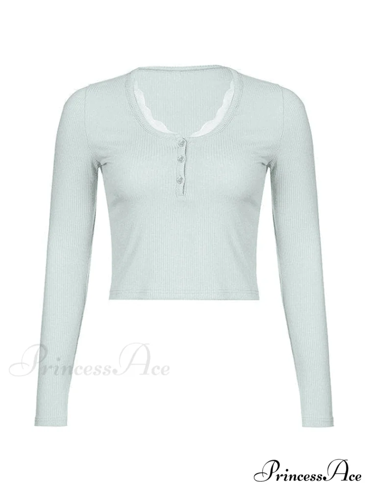 Lace Trim Graceful Knit Crop Top - Image 5