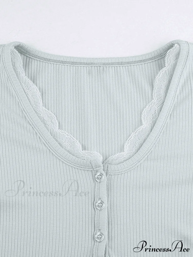 Lace Trim Graceful Knit Crop Top - Image 6