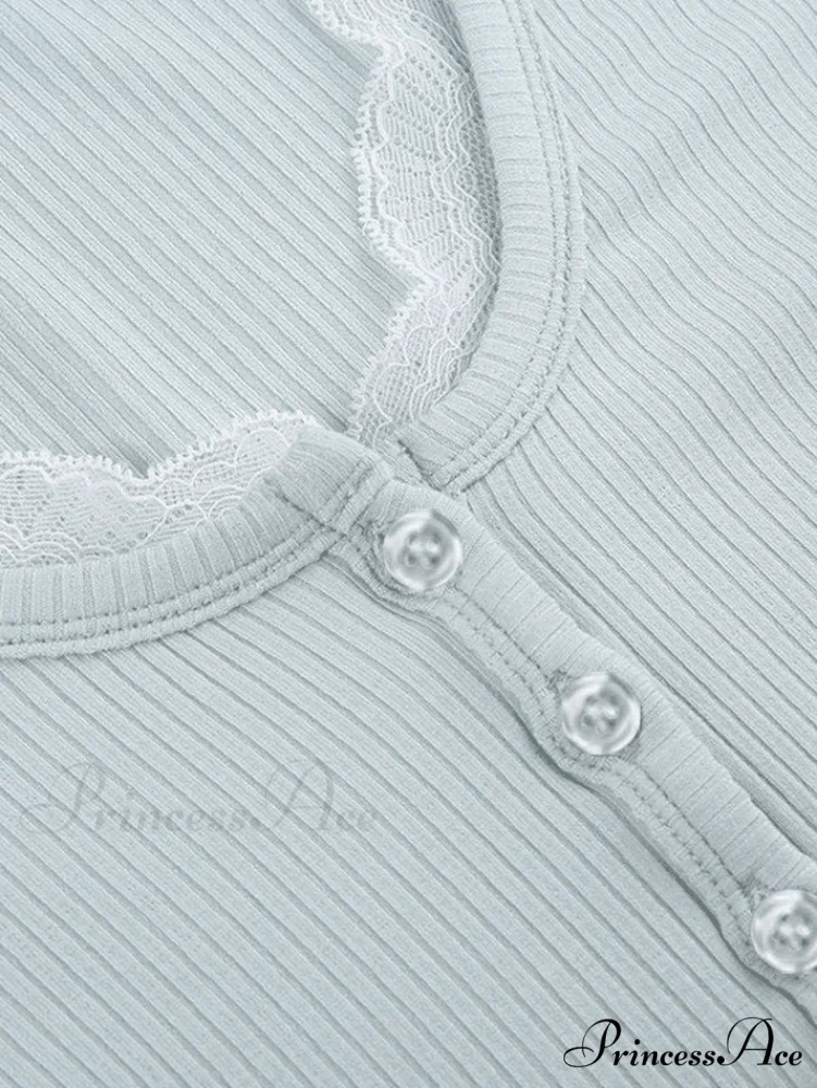 Lace Trim Graceful Knit Crop Top - Image 7