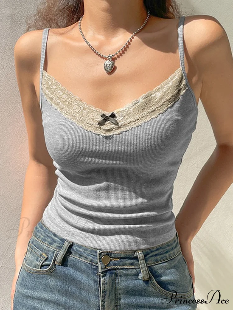 Lace Trim White Trendy Ribbed Knit Top - Image 3