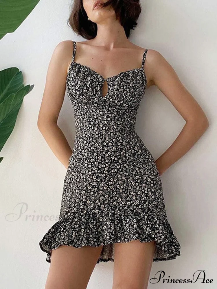 Lace Up Ruffle Trendy Corset Mini Dress - Image 4