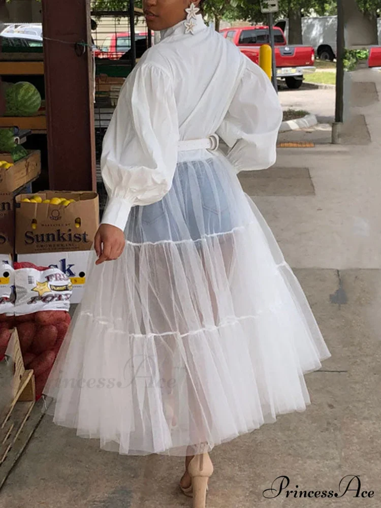 Lantern Sleeve Graceful Split Maxi Dress - Image 2