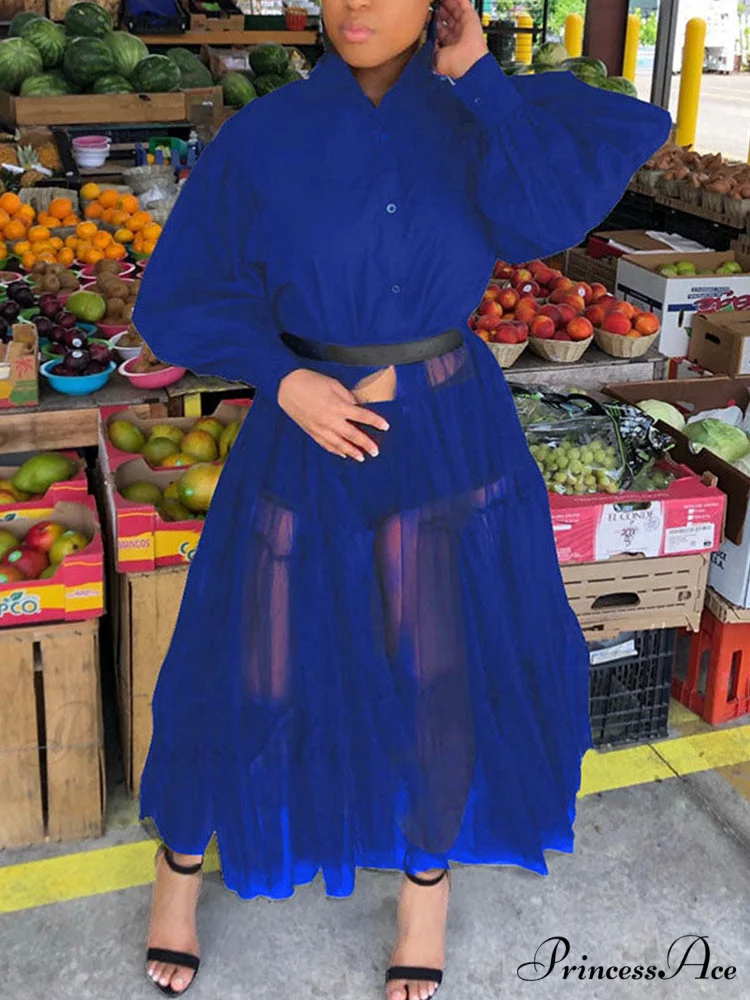 Lantern Sleeve Graceful Split Maxi Dress - Image 8
