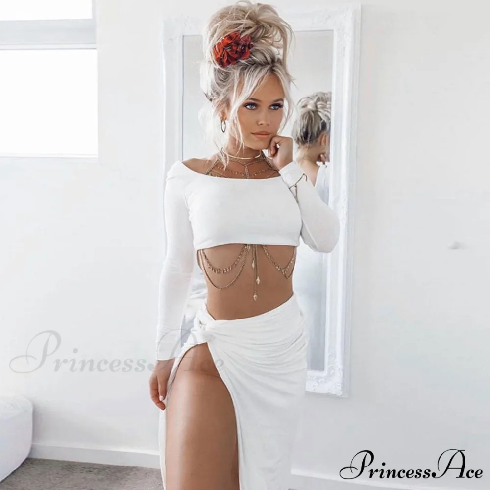 Long Sleeve Crop Top Modern & Sweater Dress Set - Image 2